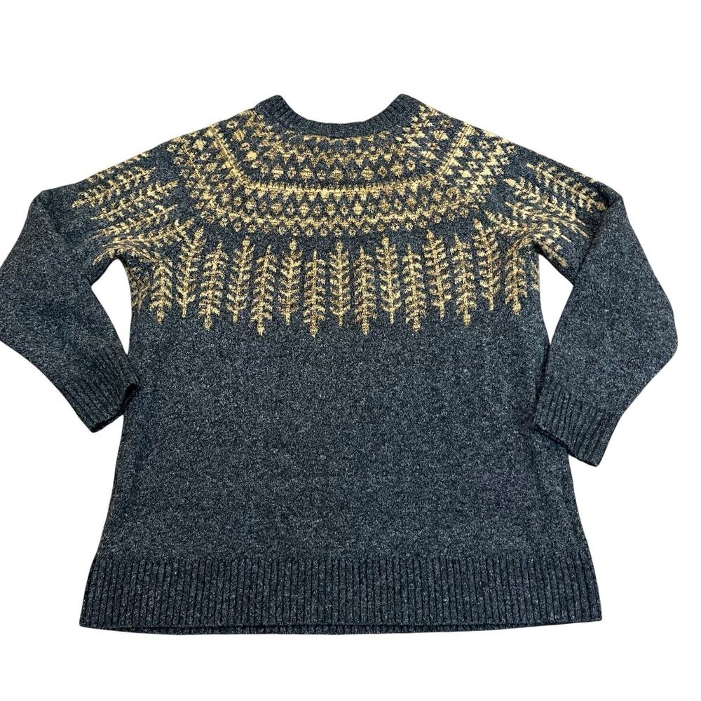 Torrid Fair Isle Sweater Crew Neck 2X Metallic Chunky Knit Gray Multi Pullover